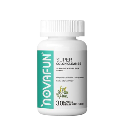 Suplemento Novafun Supper Colon Cleanse en frasco con cápsulas para limpieza de colon