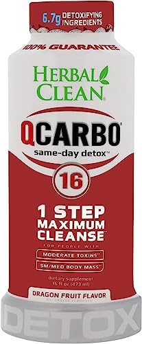 Herbal Clean QCarbo bebida detox sabor pitahaya 16 fl oz