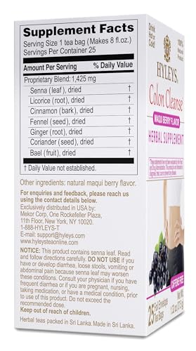 Detalle de bolsita de té con sabor a baya maqui Hyleys