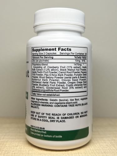 Frasco cápsulas Nutracraft Black Walnut para detox digestivo