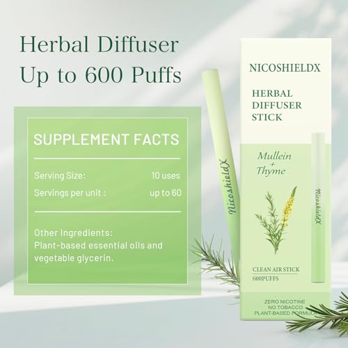 Detalle varilla del difusor herbal NicoShieldX con menta