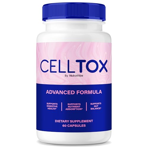 Frasco NutraVibe CellTox cápsulas para soporte digestivo diario