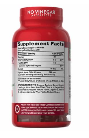 Gomitas veganas Nature's Truth vinagre de sidra de manzana detalle