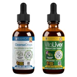 Botella Rejuvica Health Cleanse Drops suplemento líquido natural