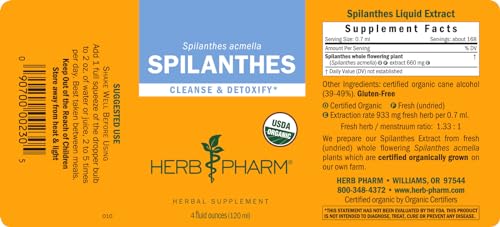 Botella extracto Spilanthes líquida certificada orgánica