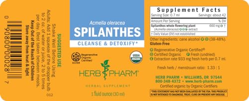 Frasco de extracto orgánico Herb Pharm Spilanthes 1 onza
