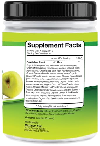 Detalle envase Maximum Slim con ingredientes superalimentos supergreens