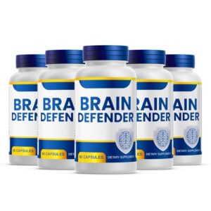 Envase de cápsulas Brain Defender suplemento para memoria y concentración