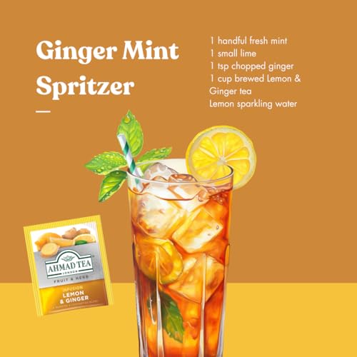 Empaque de bolsitas Ahmad Tea Limón Jengibre para té detox