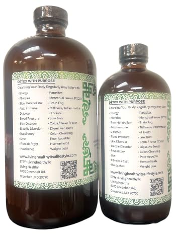 Vista lateral botella Living Bitter Tonic 16oz wellness