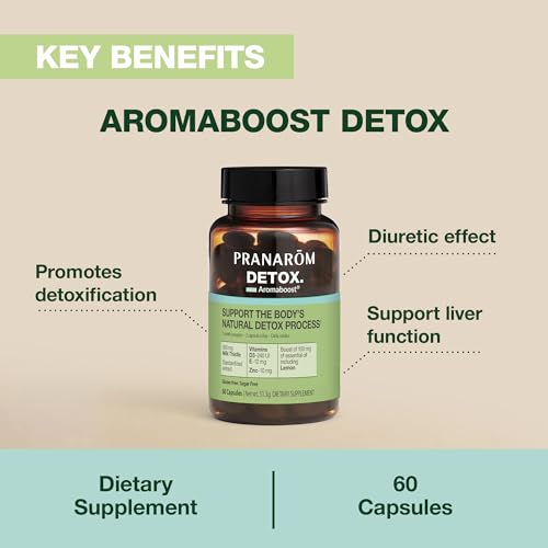 Frasco Pranarom Aromaboost Detox 60 cápsulas con cardo mariano
