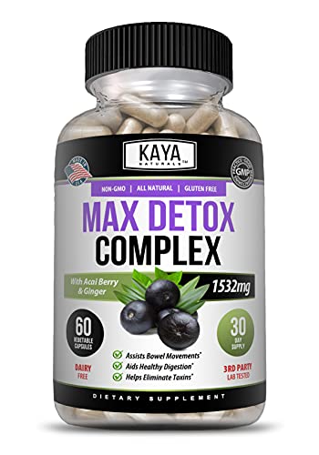 Frontal botella Kaya Naturals Max Detox suplemento herbal 60 cápsulas