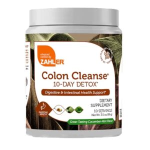 Frasco Zahler Colon Cleanse Detox 10 días sabor pepino menta
