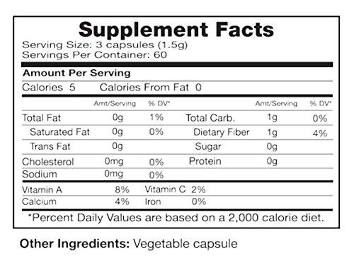 Nopal Cactus liofilizado etiqueta