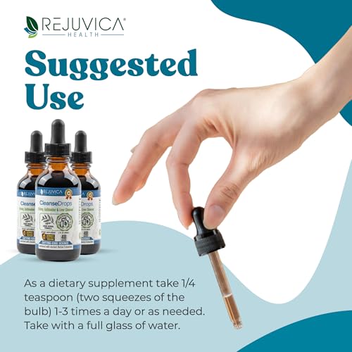 Caja y botellas Rejuvica Health Gotas Limpieza 2 unidades