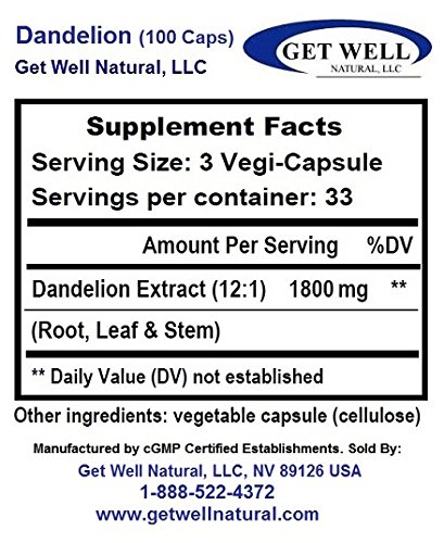 Suplemento herbal extracto concentrado raíz diente de león