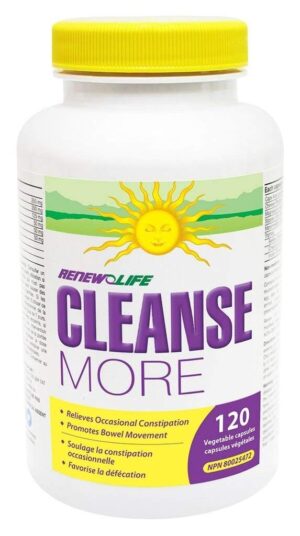 Frasco de cápsulas Cleansemore Renew Life para colon