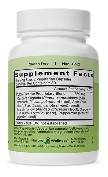 Cápsulas limpieza de colon Natural Wellness con 7 hierbas