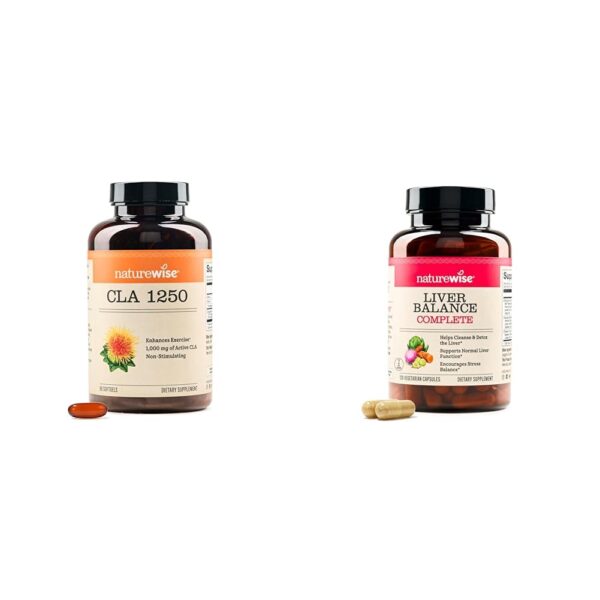 Paquete NatureWise CLA 1250 softgels y Liver Balance cápsulas para hígado