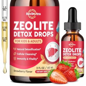 ReviNutra Zeolite Detox gotas líquidas con sabor a fresa