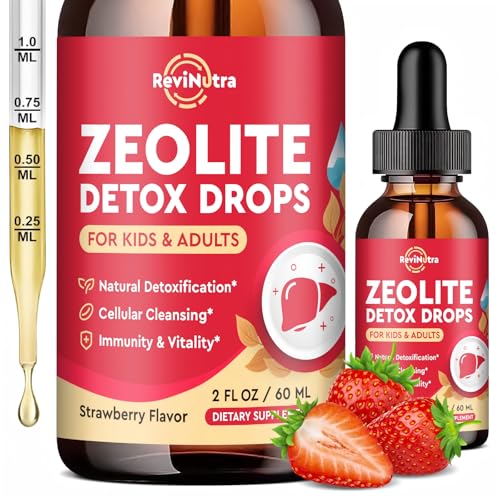 ReviNutra Zeolite Detox gotas líquidas con sabor a fresa