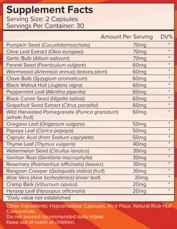 Etiquetas informativas remedio PCI Freedom limpieza intestinal natural