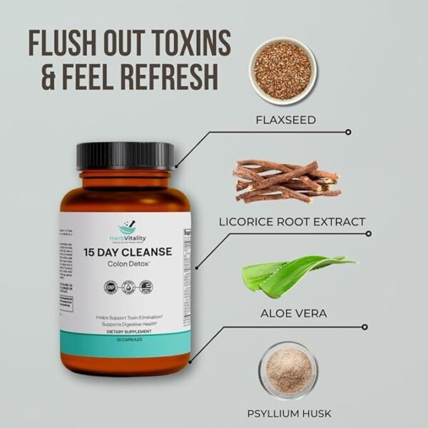 Etiqueta del producto Herb Vitality 15 días detox y salud intestinal