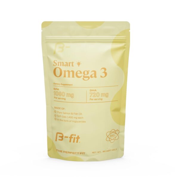 Frasco de B-FIT Omega 3 - etiqueta y envase