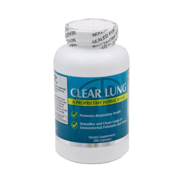 Vista lateral envase Clear Lung fórmula herbal detox pulmonar