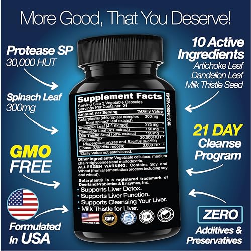 Frasco de cápsulas para detox y soporte hepático