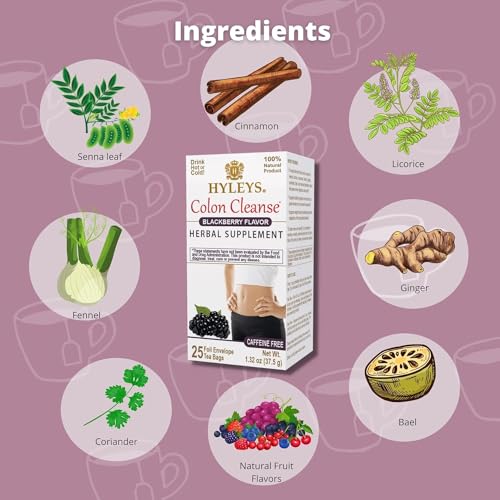Detalle etiqueta Hyleys té de limpieza de colon mora