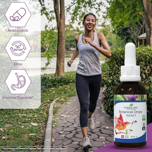 Paquete y botella gotas orgánicas detox hígado element one