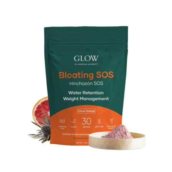 Glow Bloating SOS polvo alivio hinchazón paquete frontal