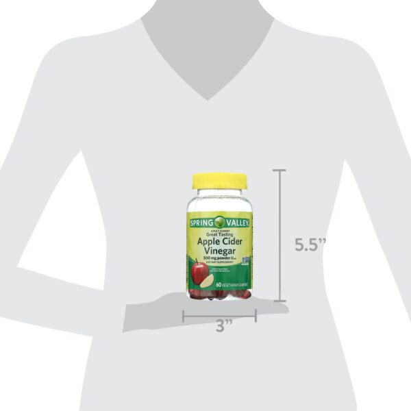 Vista lateral gomitas vinagre sidra manzana 500 mg