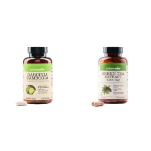 Botella NatureWise Garcinia Cambogia con extracto de té verde en cápsulas