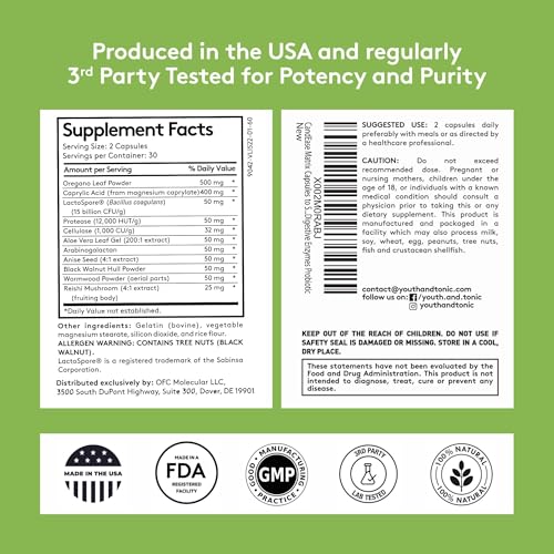 Youth & Tonic probióticos y extractos de plantas para digestión