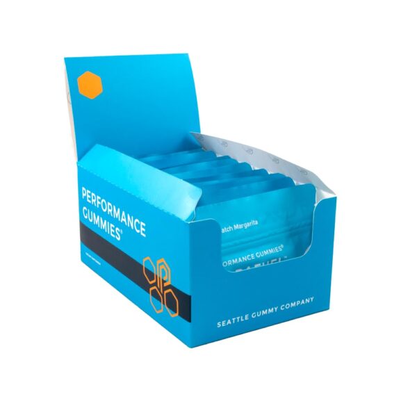 Vista trasera paquete 12 gominolas SGC para deporte y energía