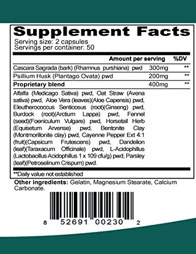 Limpiador detox colon cápsulas paquete cuidado digestivo