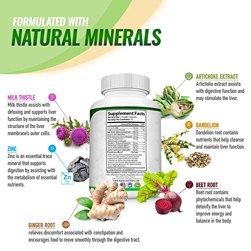 Detalle etiqueta suplemento detox Toplux con hierbas naturales