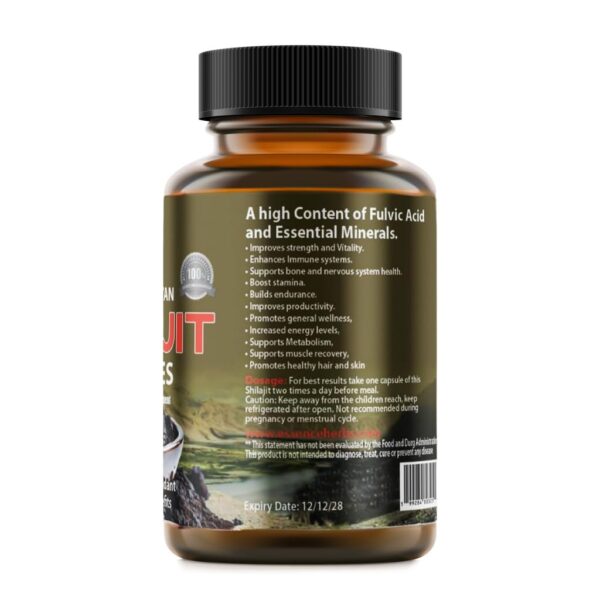 Etiqueta frontal de Essence Herbs Shilajit cápsulas