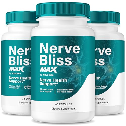 Paquete triple Nerve Bliss Max NutraVibe 180 cápsulas para nervios saludables