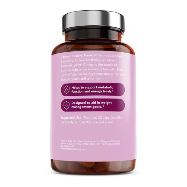 envase Vitamin Bounty Forskolin cápsulas control de peso natural