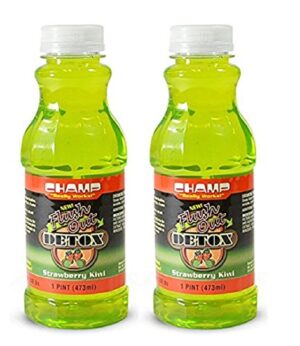 Botellas Champ Flush Out bebida desintoxicante sabor fresa kiwi