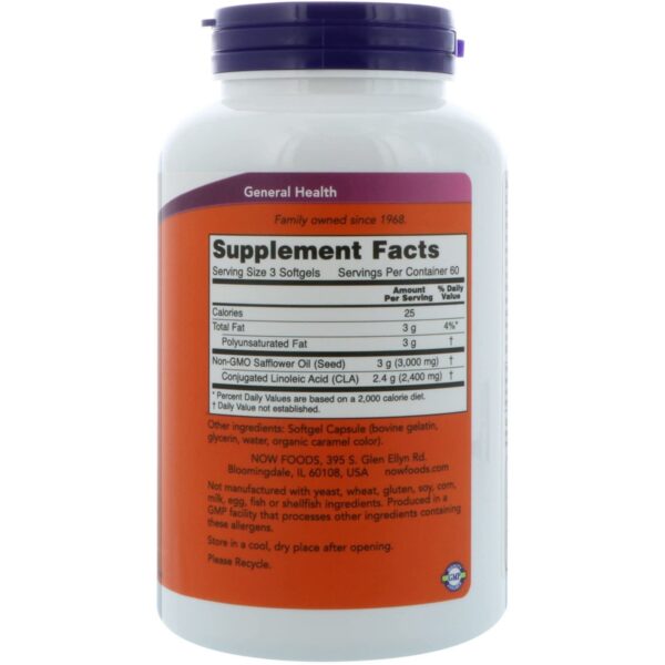 Now Foods CLA 800mg empaque vista lateral
