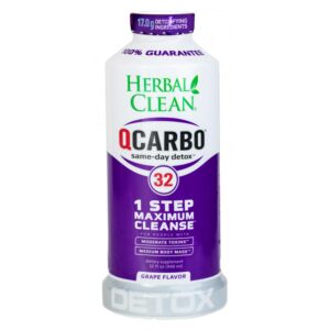 Botella Herbal Clean QCarbo32 bebida detox sabor uva 32 oz