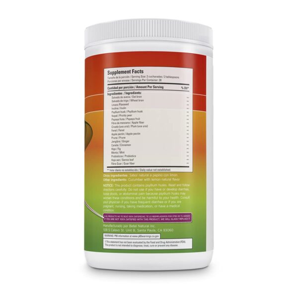 Empaque de Betel Natural Fibra Forte con pepino y limón