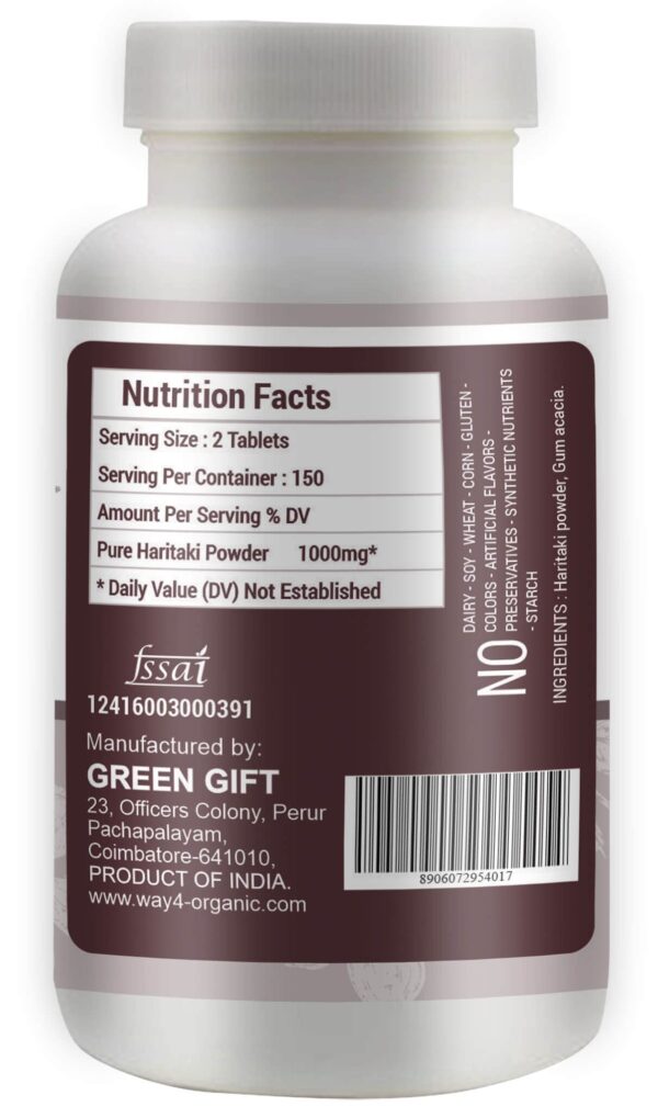 Suplemento herbal Haritaki capsulas tomadas