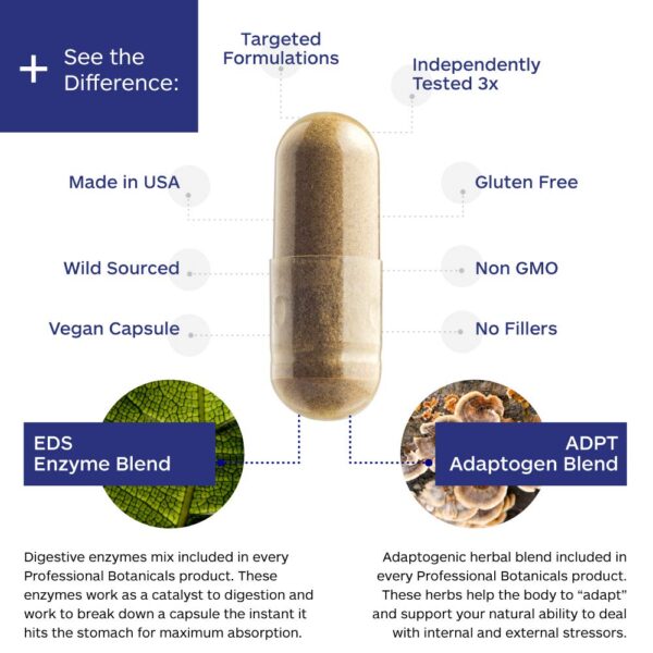 Suplemento natural Professional Botanicals con mezcla adaptogénica