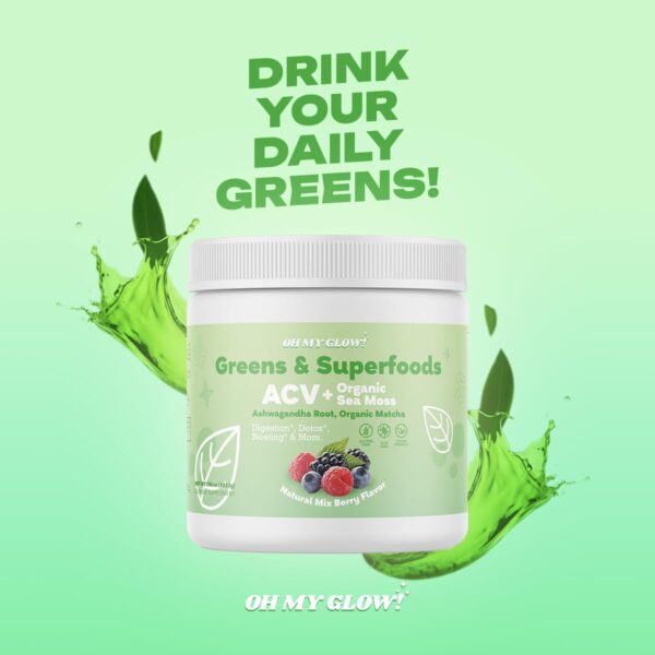 Oh My Glow polvo detox Super Greens con musgo marino y ACV
