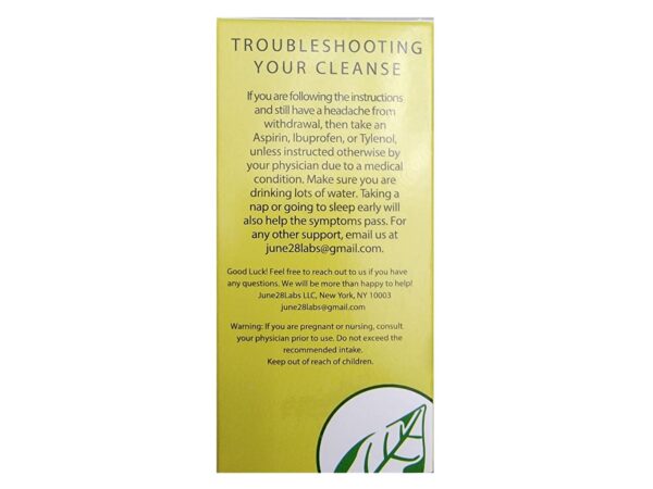 Etiqueta frontal Caffeine Cleanse para reducción de cafeína